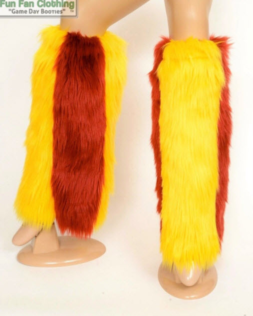 Maroon & Yellow Faux Fur Leg Warmers - Game Day Booties-Game Day Booties (Leg Warmers)-Fun Fan Clothing Inc. 