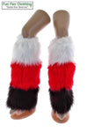 White, Red & Black Faux Fur Leg Warmers Tricolor - Game Day Booties-Game Day Booties (Leg Warmers)-Fun Fan Clothing Inc. 