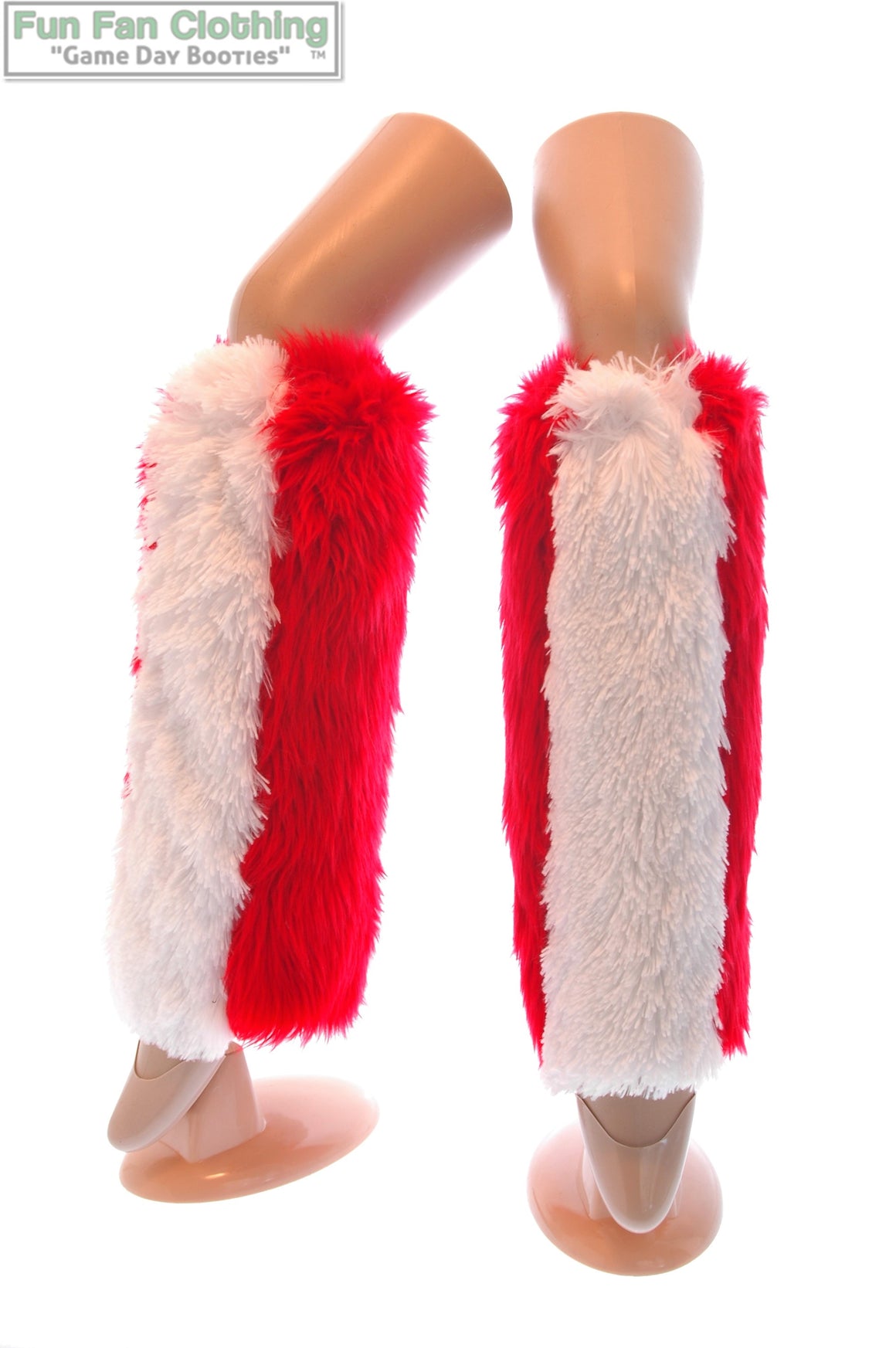 Red & White Minky Lux Cuddle Faux Fur Leg Warmers - Game Day Booties - College Football Leg Warmers
