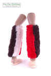 Shaggy Black, Red & White Faux Fur Leg Warmers Tricolor - Game Day Booties-Game Day Booties (Leg Warmers)-Fun Fan Clothing Inc. 
