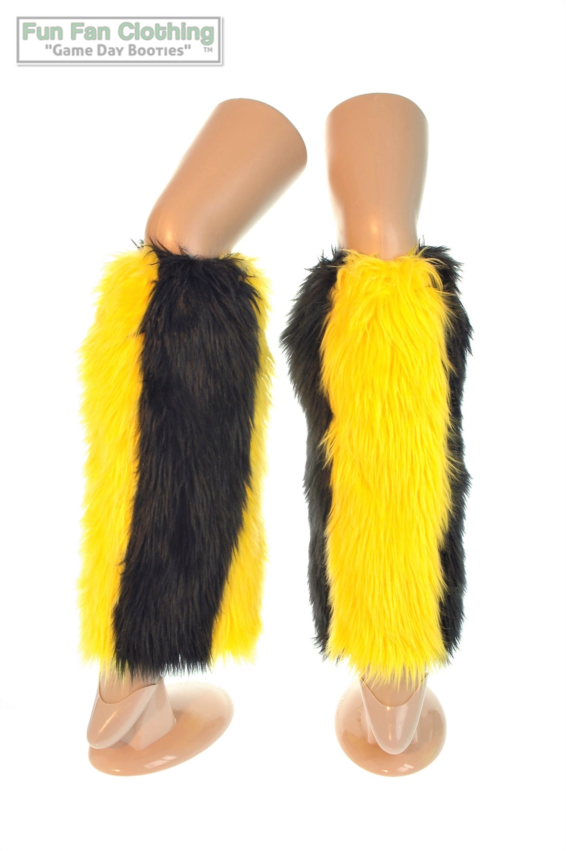 Black & Yellow Faux Fur Leg Warmers - Game Day Booties-Game Day Booties (Leg Warmers)-Fun Fan Clothing Inc. 