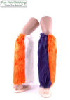 Orange, Navy & White Faux Fur Leg Warmers Tricolor - Game Day Booties - Sports Leg Warmers-Game Day Booties (Leg Warmers)-Fun Fan Clothing Inc. 