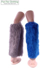 Solid Blue & Gray Faux Fur Leg Warmers - Game Day Booties-Game Day Booties (Leg Warmers)-Fun Fan Clothing Inc. 