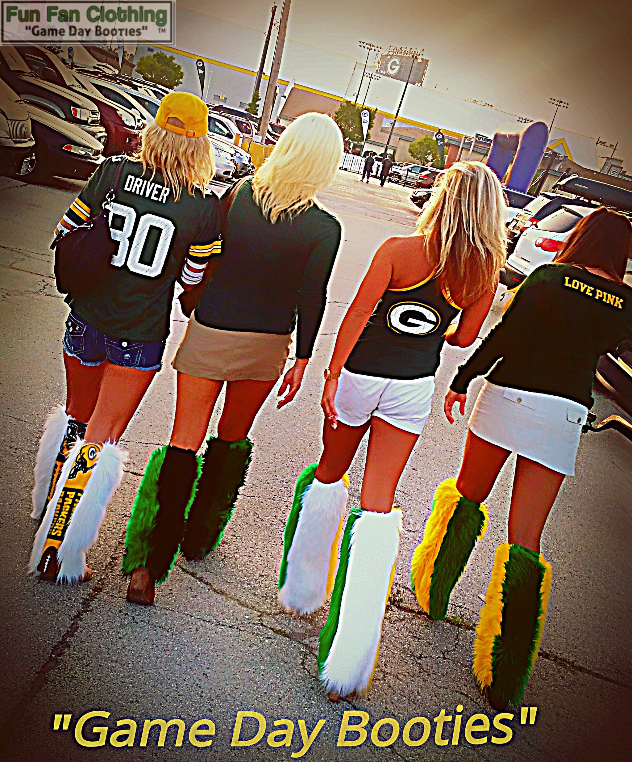 White, Red Black Faux Fur Leg Warmers Tricolor Game Day Booties