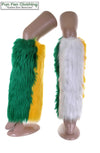 Green, Yellow & White Faux Fur Leg Warmers - Game Day Booties - Sports Leg Warmers-Game Day Booties (Leg Warmers)-Fun Fan Clothing Inc. 