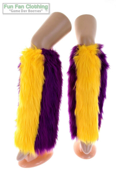 LSU Faux Fur Leg Warmers - Yellow & Purple Faux Fur - Game Day Booties-Game Day Booties (Leg Warmers)-Fun Fan Clothing Inc. 