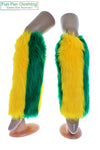 Green & Yellow Faux Fur Leg Warmers - Game Day Booties - Sports Leg Warmers-Game Day Booties (Leg Warmers)-Fun Fan Clothing Inc. 