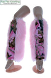 Pink Faux Fur Leg Warmers - Pink Camo Fleece - Game Day Booties-Game Day Booties (Leg Warmers)-Fun Fan Clothing Inc. 