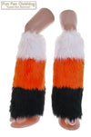 White, Orange & Black Faux Fur Leg Warmers Tricolor - Game Day Booties-Game Day Booties (Leg Warmers)-Fun Fan Clothing Inc. 