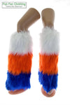 White, Orange & Royal Blue Faux Fur Leg Warmers Tricolor - Game Day Booties-Game Day Booties (Leg Warmers)-Fun Fan Clothing Inc. 