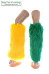 Solid Green & Yellow Faux Fur Leg Warmers - Game Day Booties-Game Day Booties (Leg Warmers)-Fun Fan Clothing Inc. 